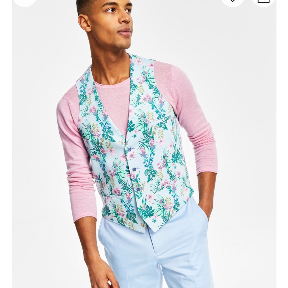 Men's Slim-Fit Floral-Print Suit Vest